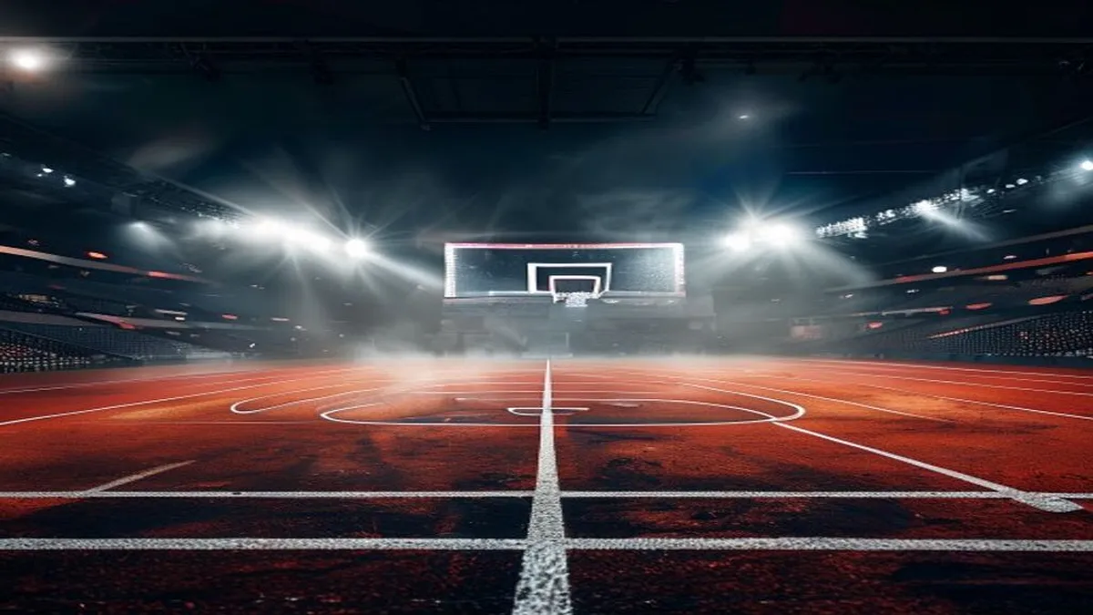 College basketball players in action