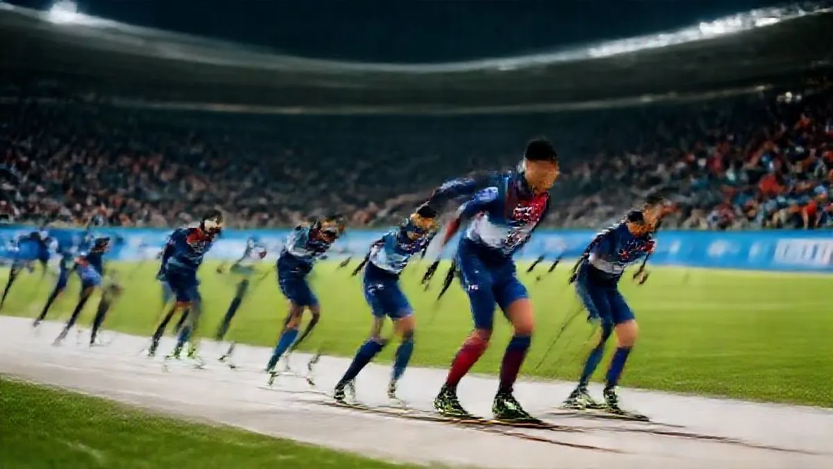 South Korean skiers in action during the Olympics