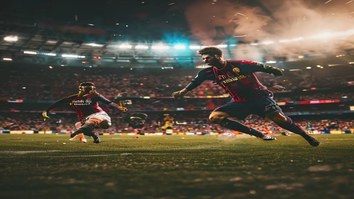 Atletico Madrid and Barcelona players in action