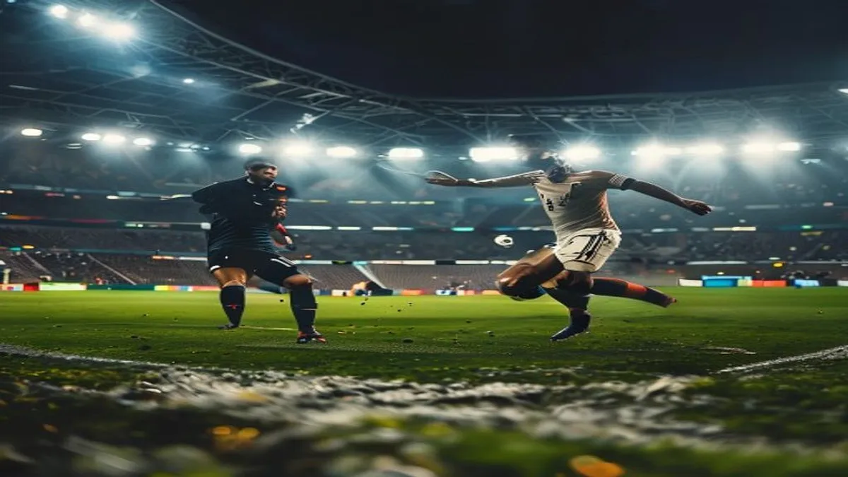 Belgium and Iran players facing off on the soccer field