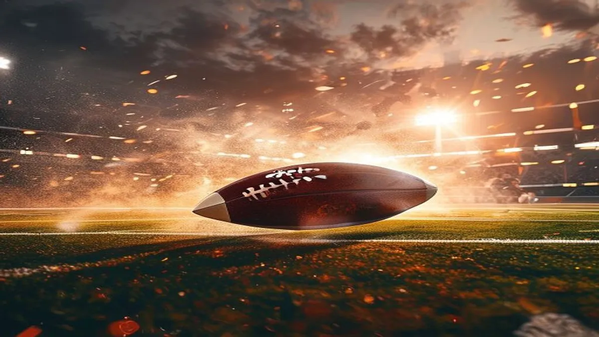 American football and soccer ball side by side