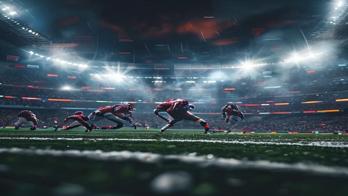 College football players in action on the field