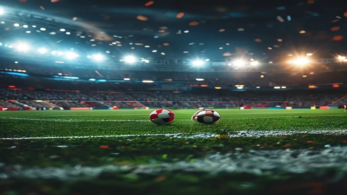 The England and Croatia teams facing off in the World Cup