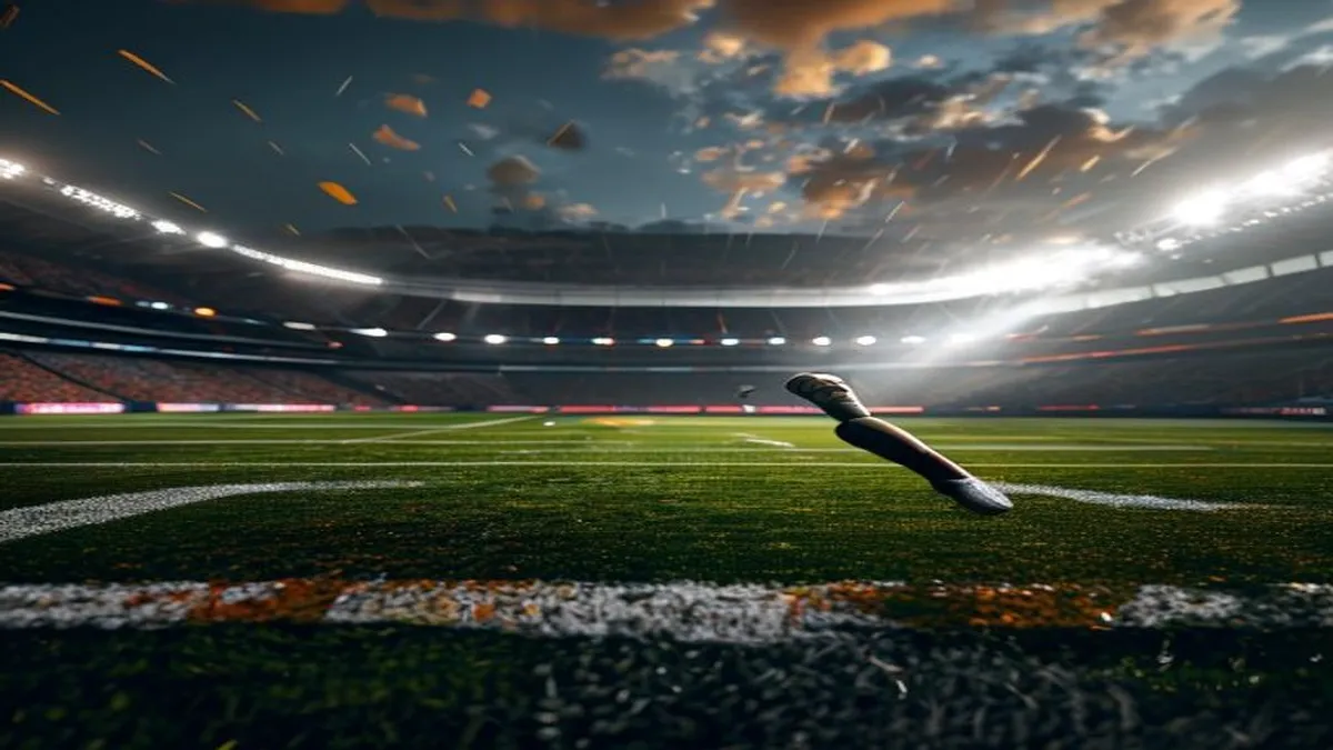A photo of a football player with a Kenyan flag in the background
