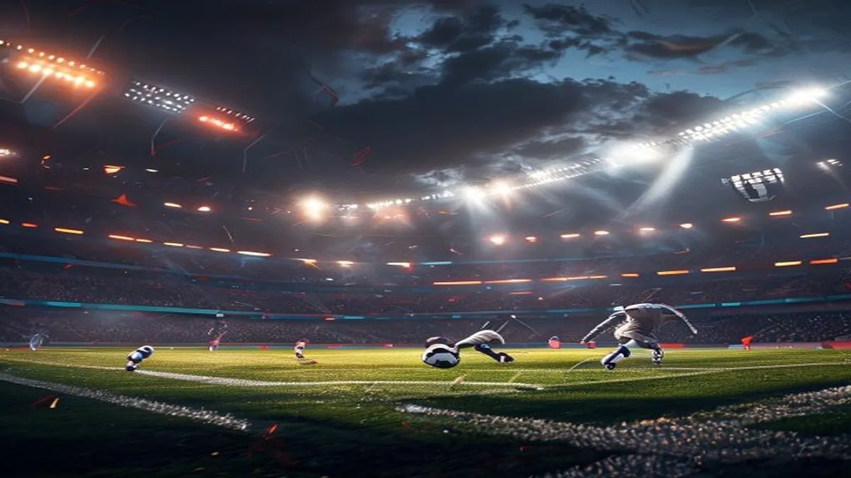 Football players in action on the pitch
