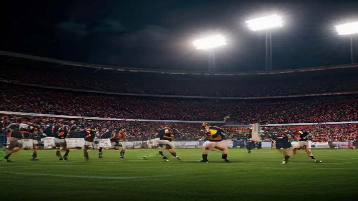 Football players in action during a match