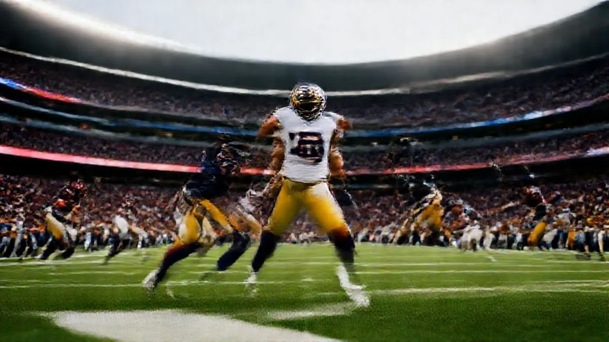 NFL logo with football players in the background