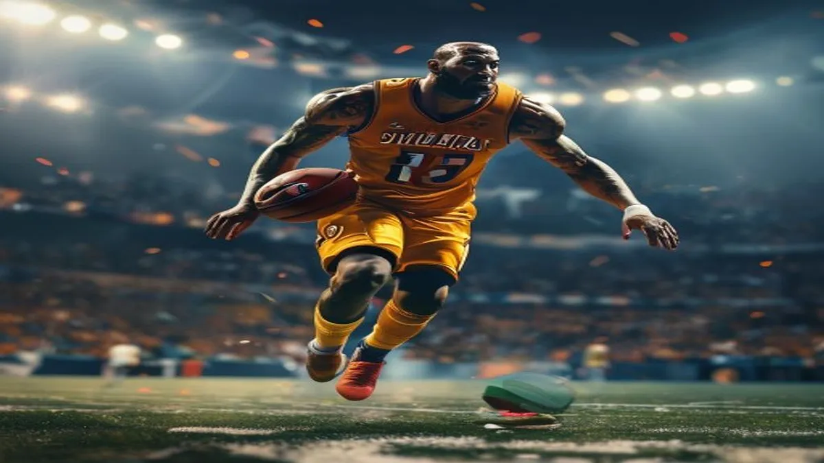 LeBron James in action on the court, with a determined look