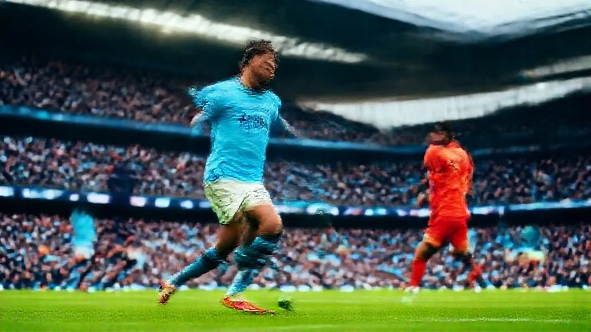 Manchester City players celebrating a goal