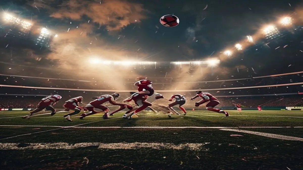 NCAA logo and college athletes in action