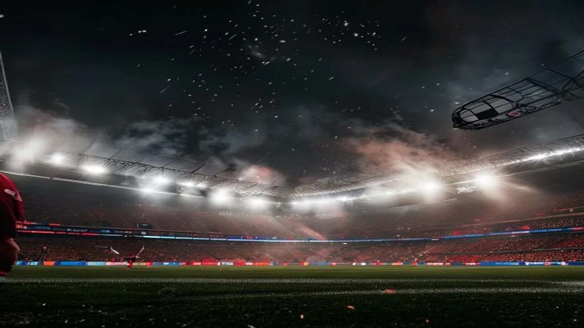 Manchester United's crest with a football in the background