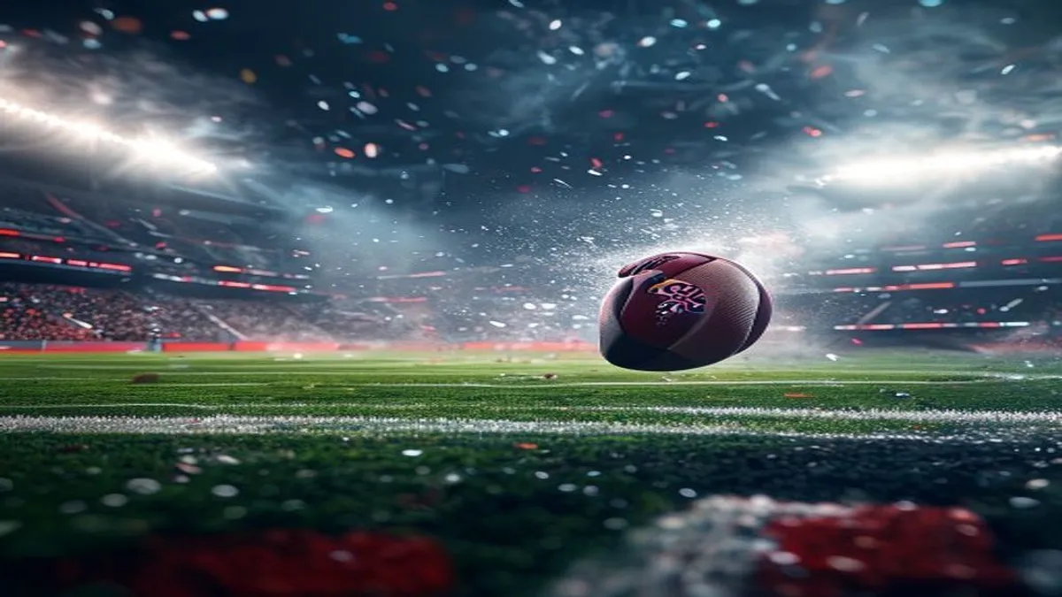 NFL Network logo on a screen with a football stadium in the background