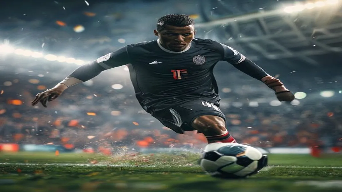 Kylian Mbappé in action during a World Cup match