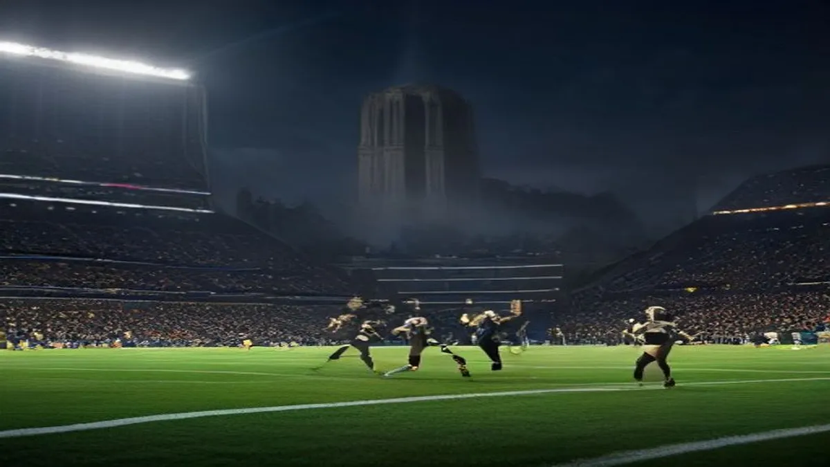 Notre Dame football team in action