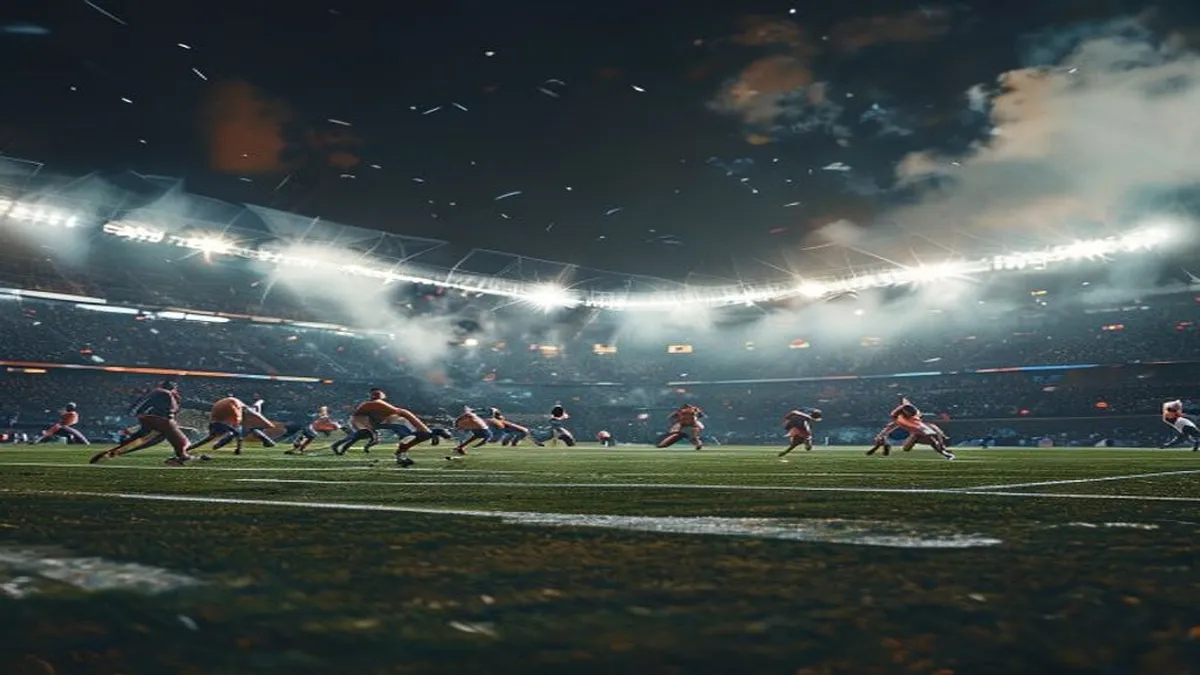 College football players in action on the field