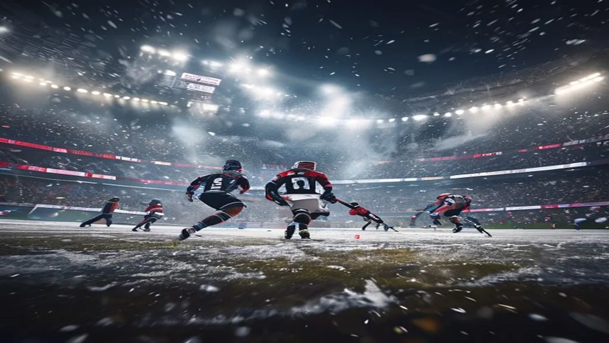 NHL players on the ice