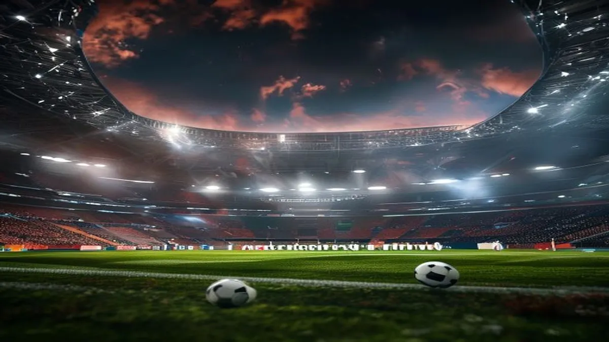 Everton FC crest with a football in the background