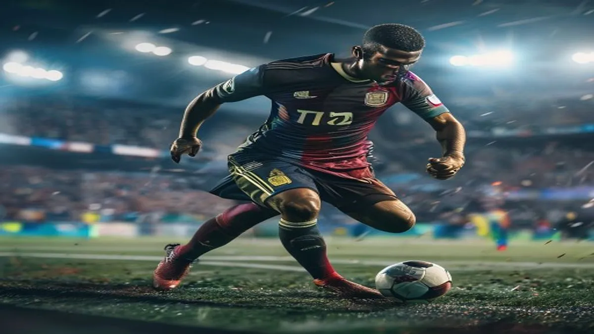 Kylian Mbappe in action during a World Cup match