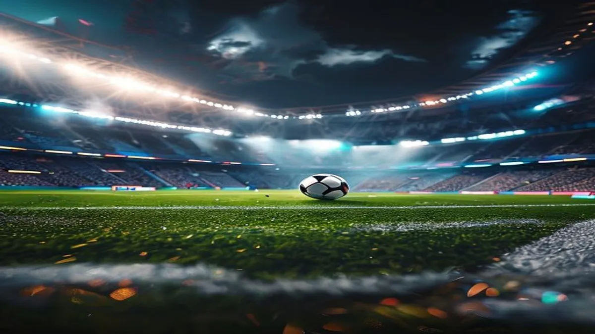 Soccer players in action during a World Cup match